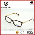 2015 double color designer optical frames acetate hand made spectacles eyeglasss with golden metal temple